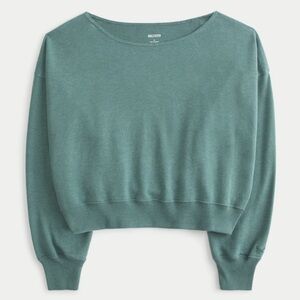 NWT Hollister Easy Off the Shoulder Terry Sweatshirt Heather Green